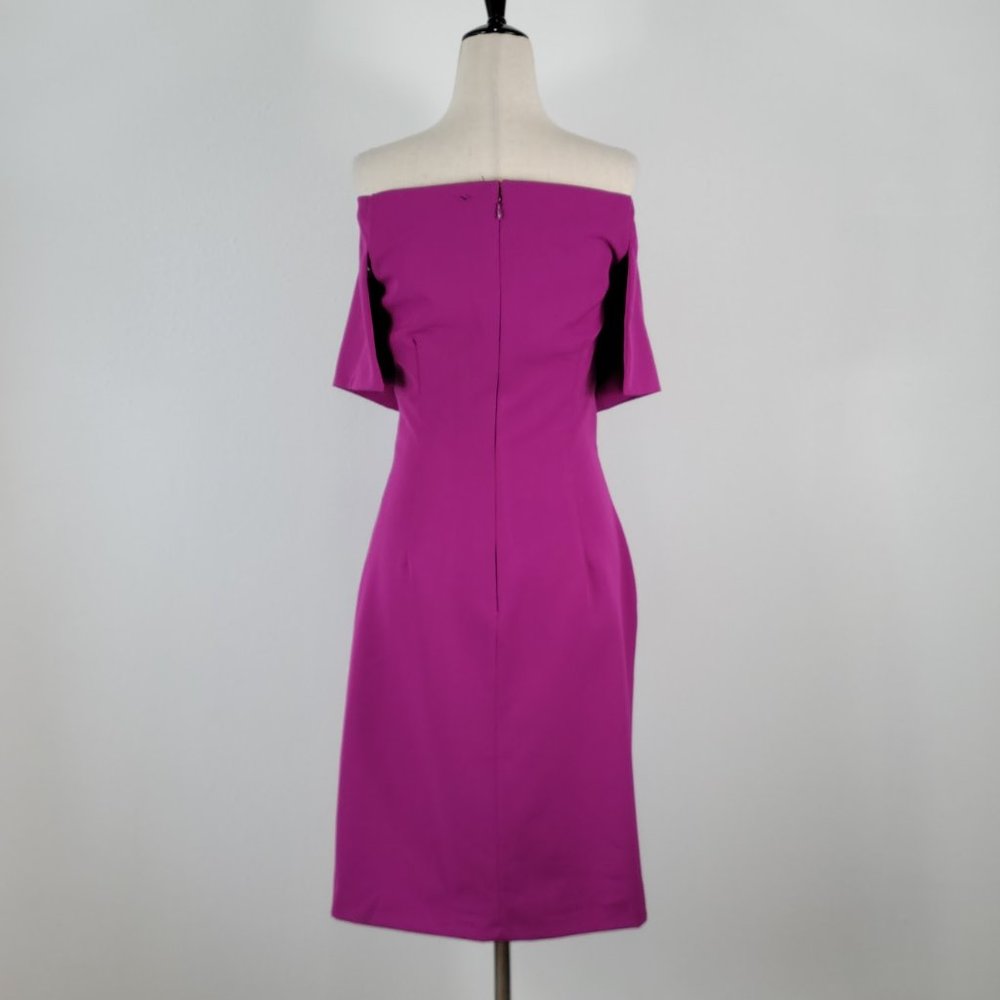 MARINA Off-The-Shoulder midi Dress Magenta Sz S - Picture 3 of 7